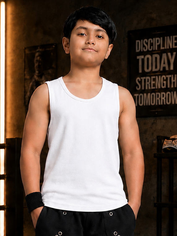 EASY WEAR VEST T-SHIRT FOR BOYS GIRLS WHITE