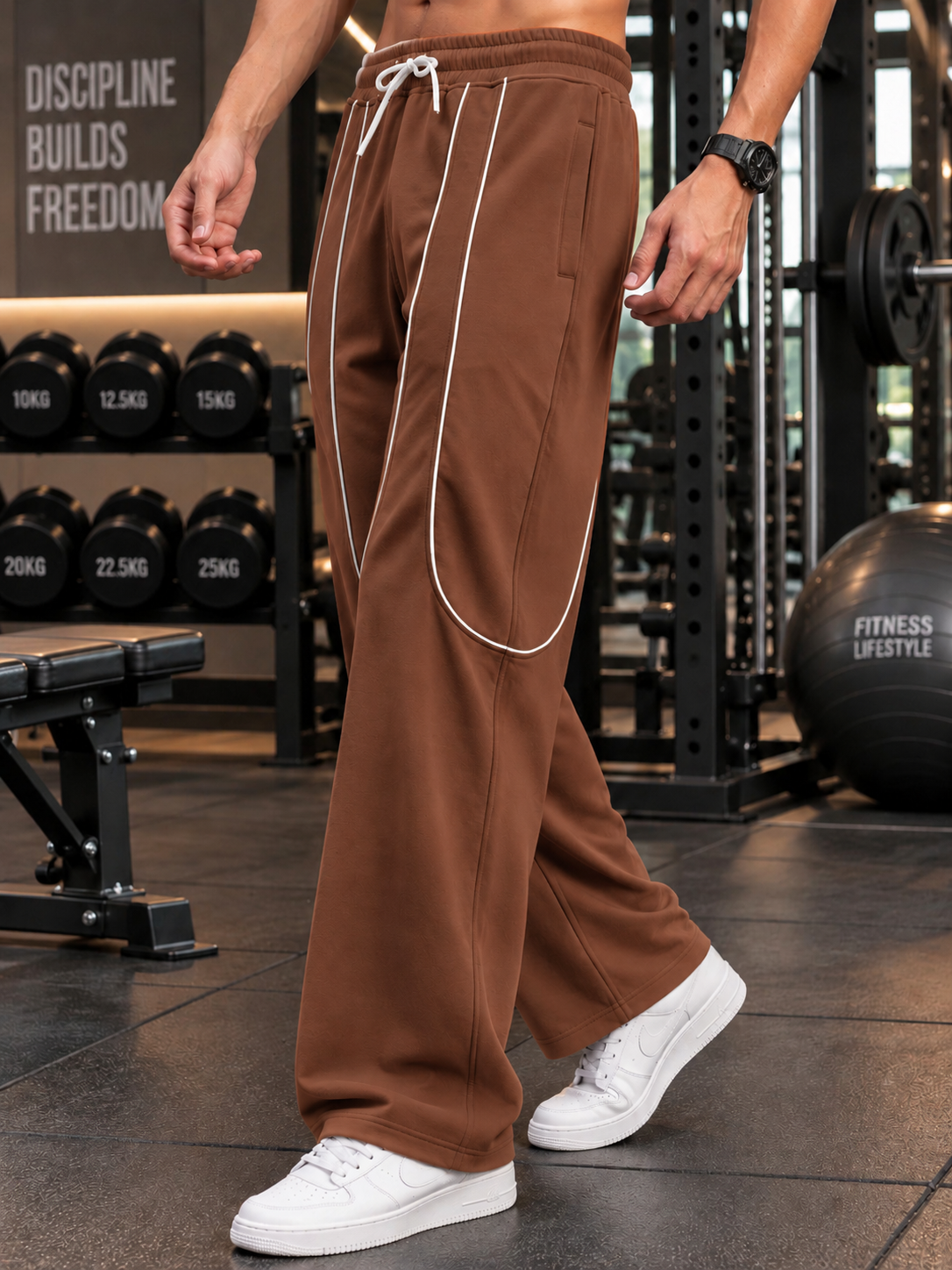 DRAWSTRING FIT JOGGERS BROWN