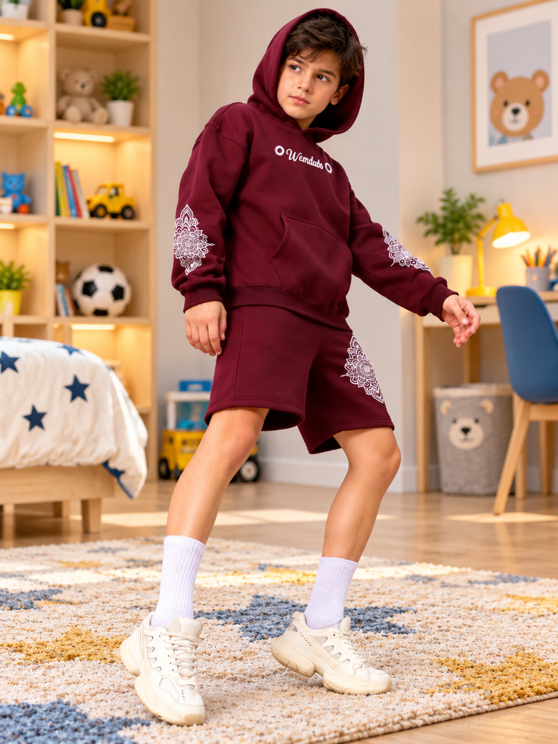 YANTRA FLEECE HOODIE FOR KIDS WINE
