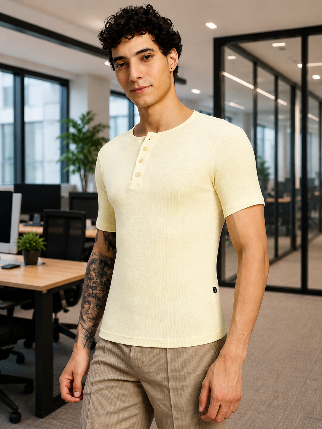 SPEARMINT VECTOR T-SHIRT CREAM YELLOW