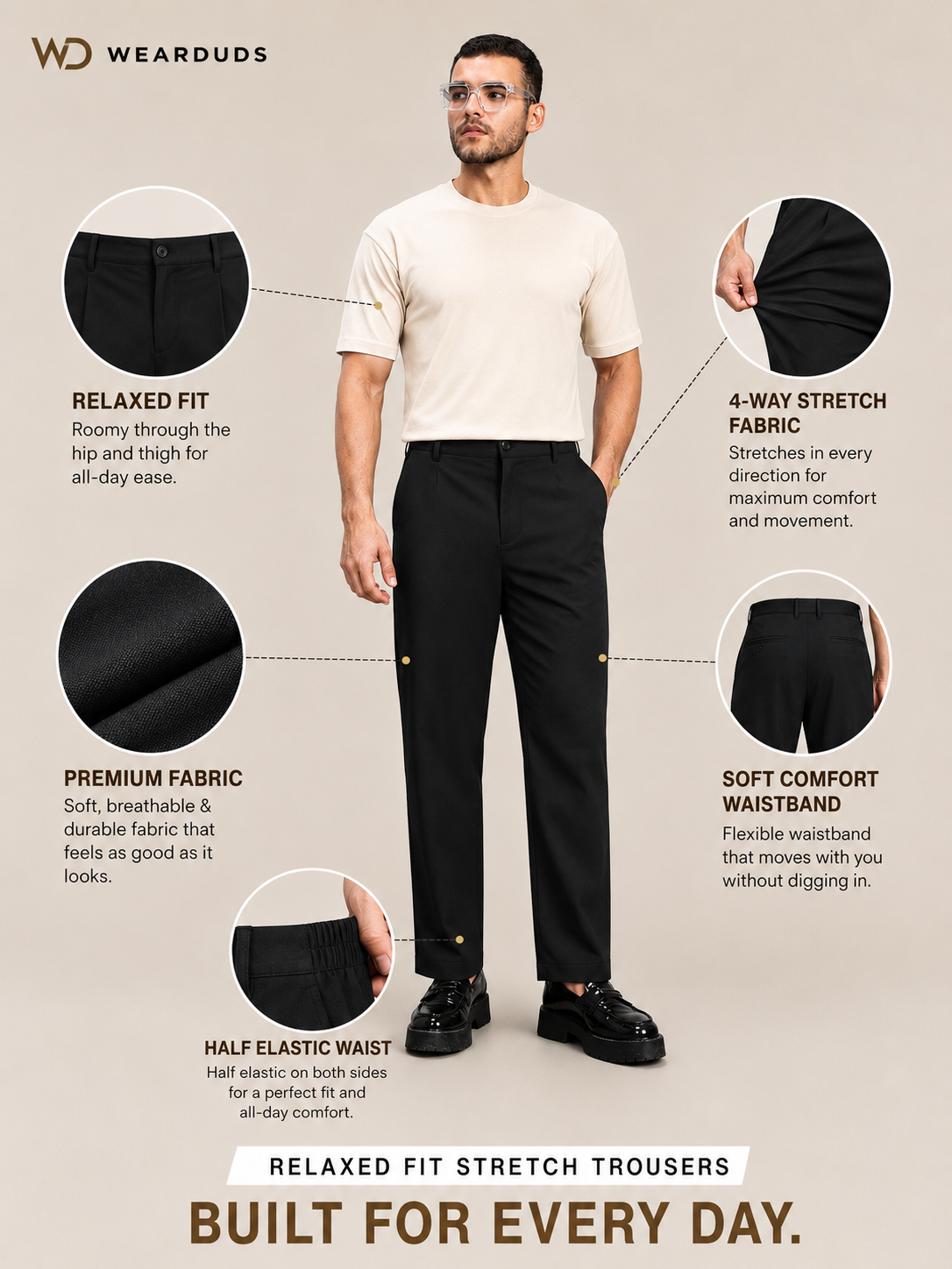 HIGH-FLEX TAILORED PANTS DARK BLACK