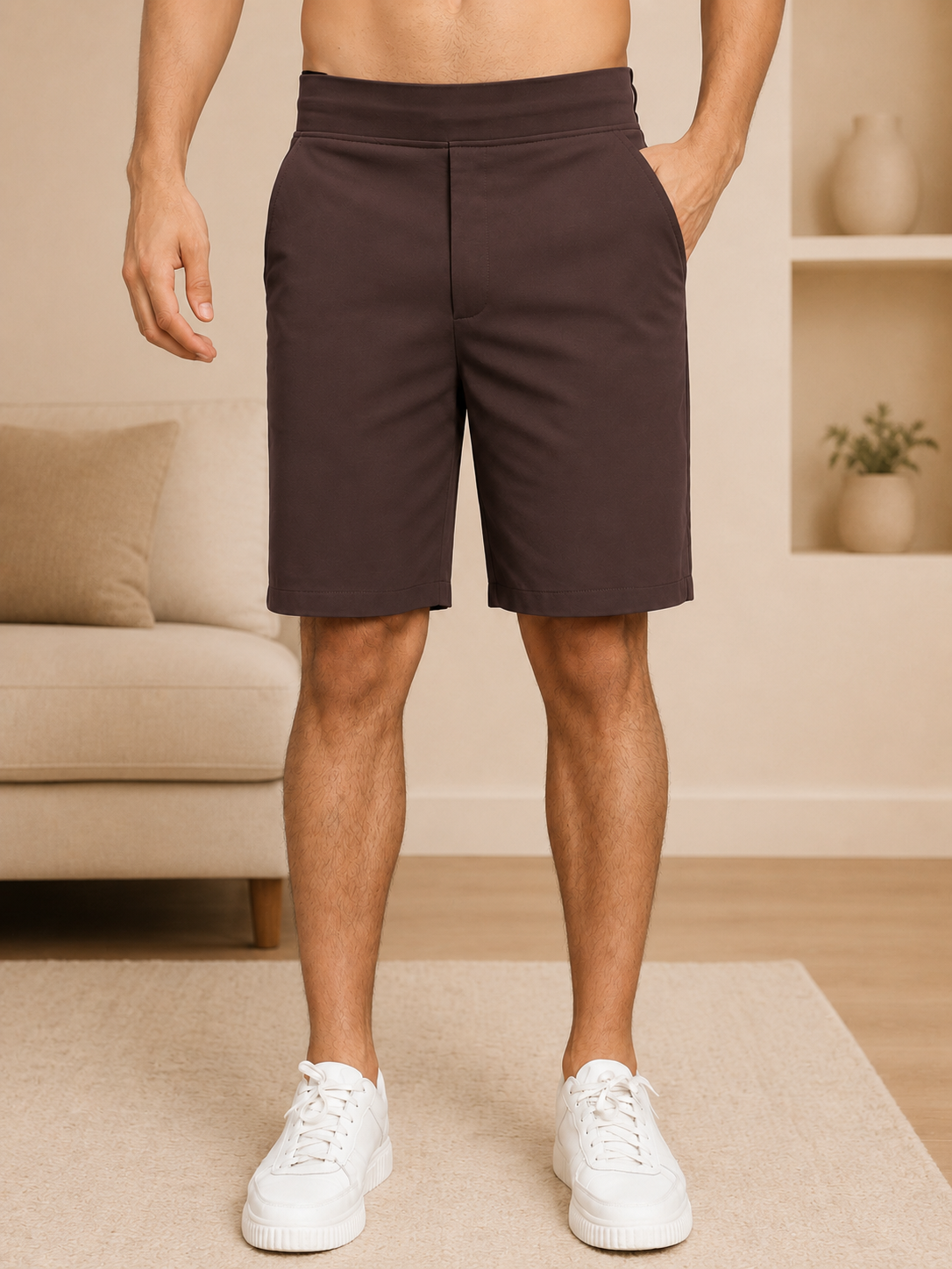 SMART CASUAL TOBACCO REGULAR SHORTS MAROON