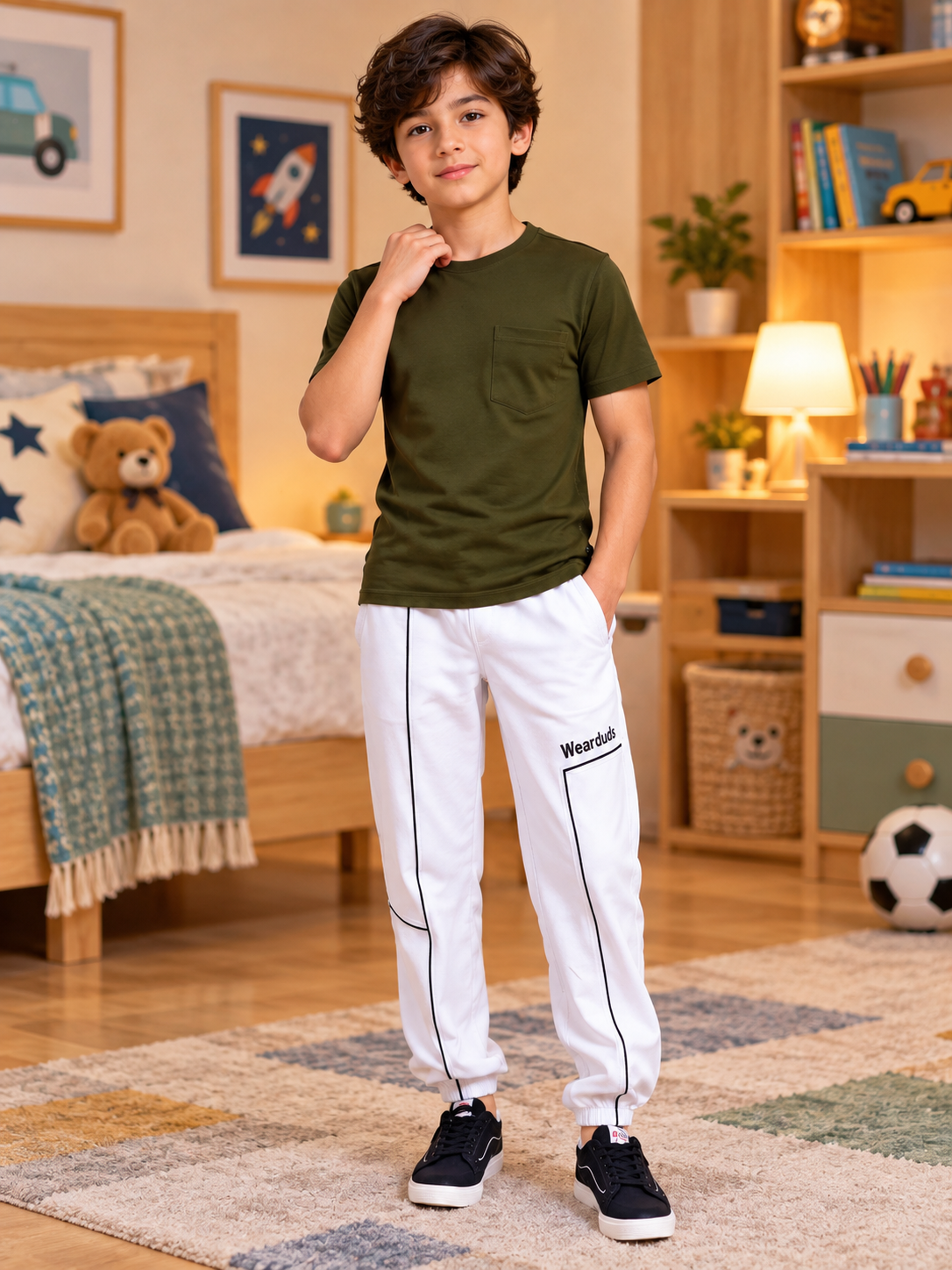 ROBAR REGULAR T-SHIRT FOR BOYS GIRLS OLIVE