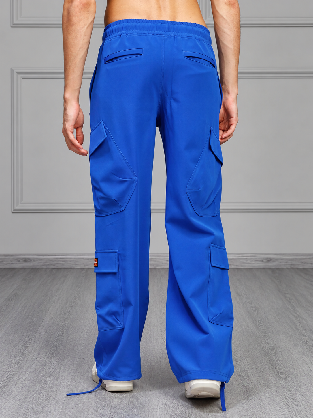RELAXED FIT MULTI POCKET CARGO PANTS BLUE