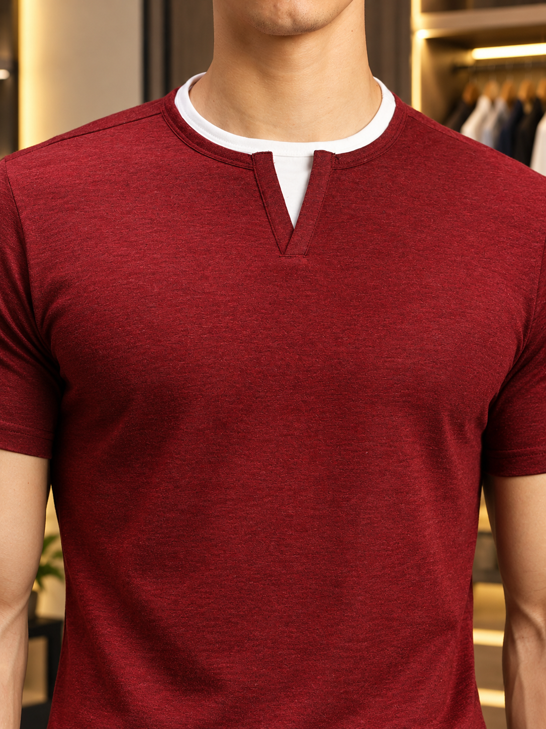 LAYERED REGULAR FIT T-SHIRT RED
