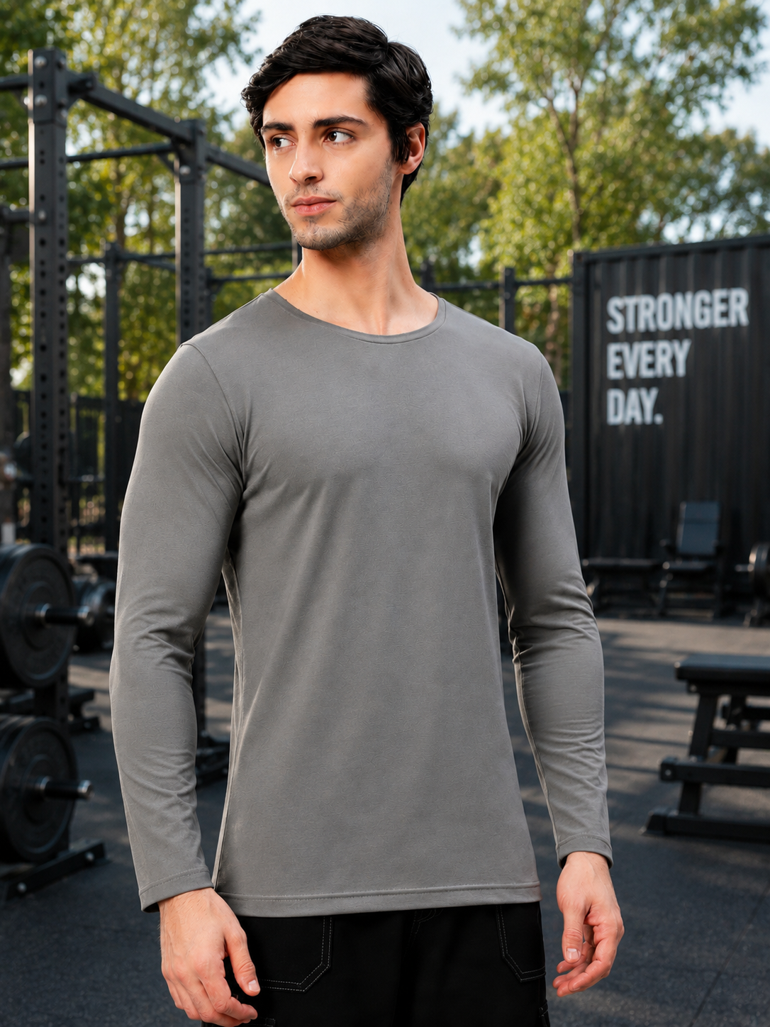 OMNI SLIM FIT COTTON SWEATSHIRT GREY