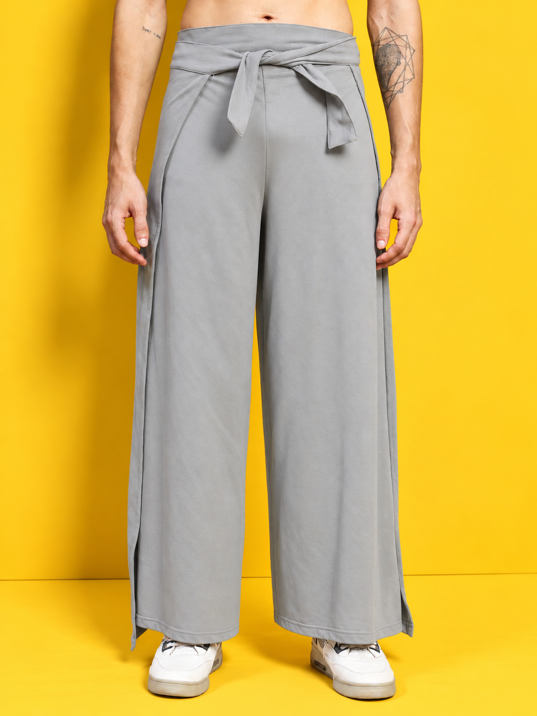 WIDE LEG FLOWY LOUNGE JOGGERS GREY