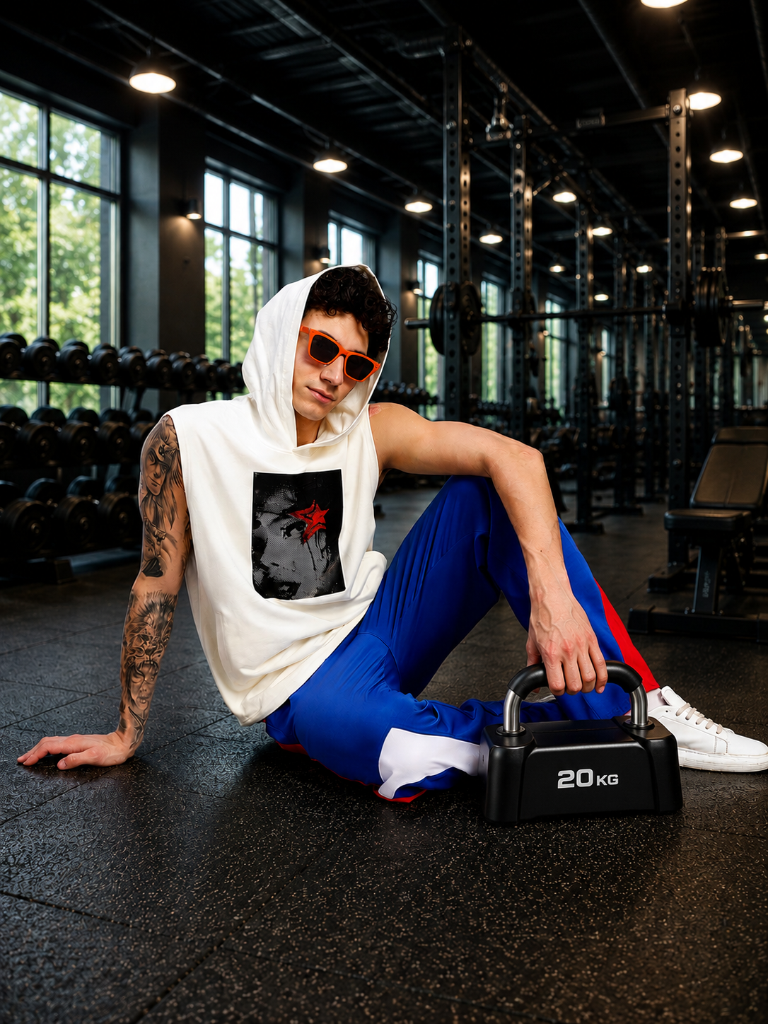 SHADOW FACE SLEEVELESS T-SHIRT WHITE