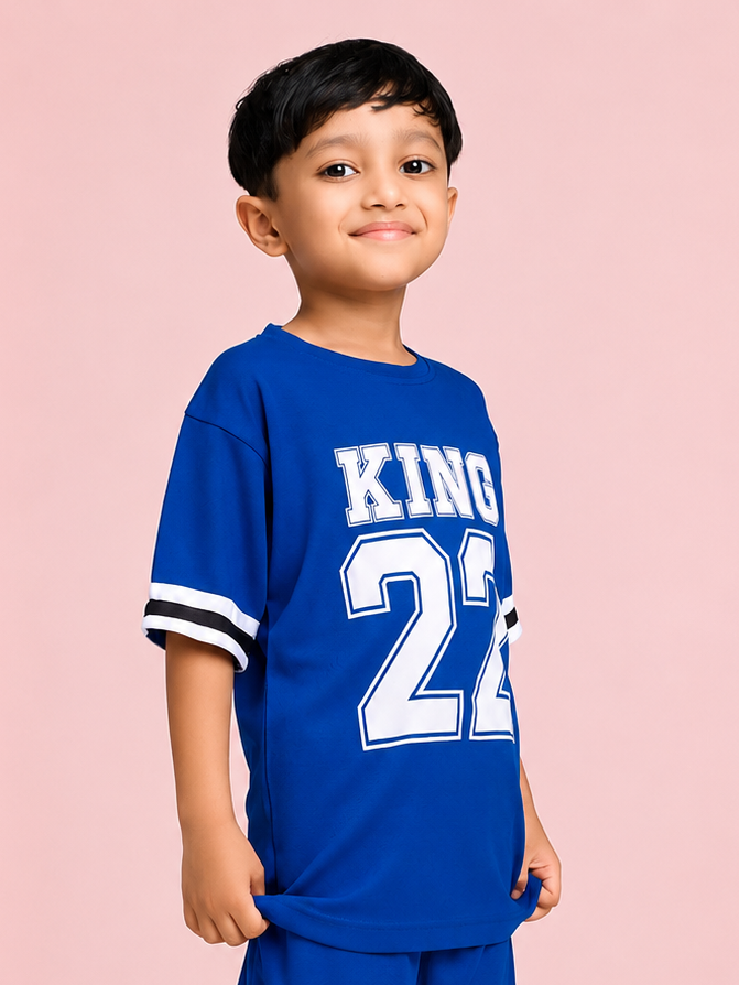 KING 22 VARSITY T-SHIRT FOR BOYS GIRLS BLUE