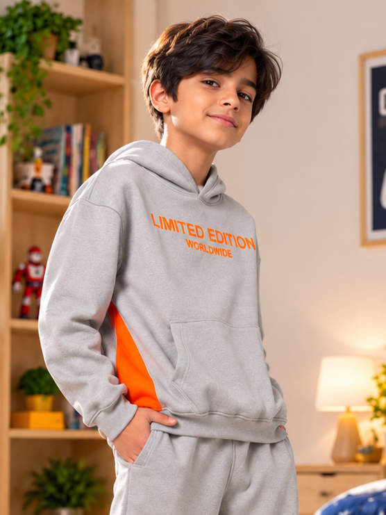 WORLDWIDE FLEECE HOODIE KIDS GREY