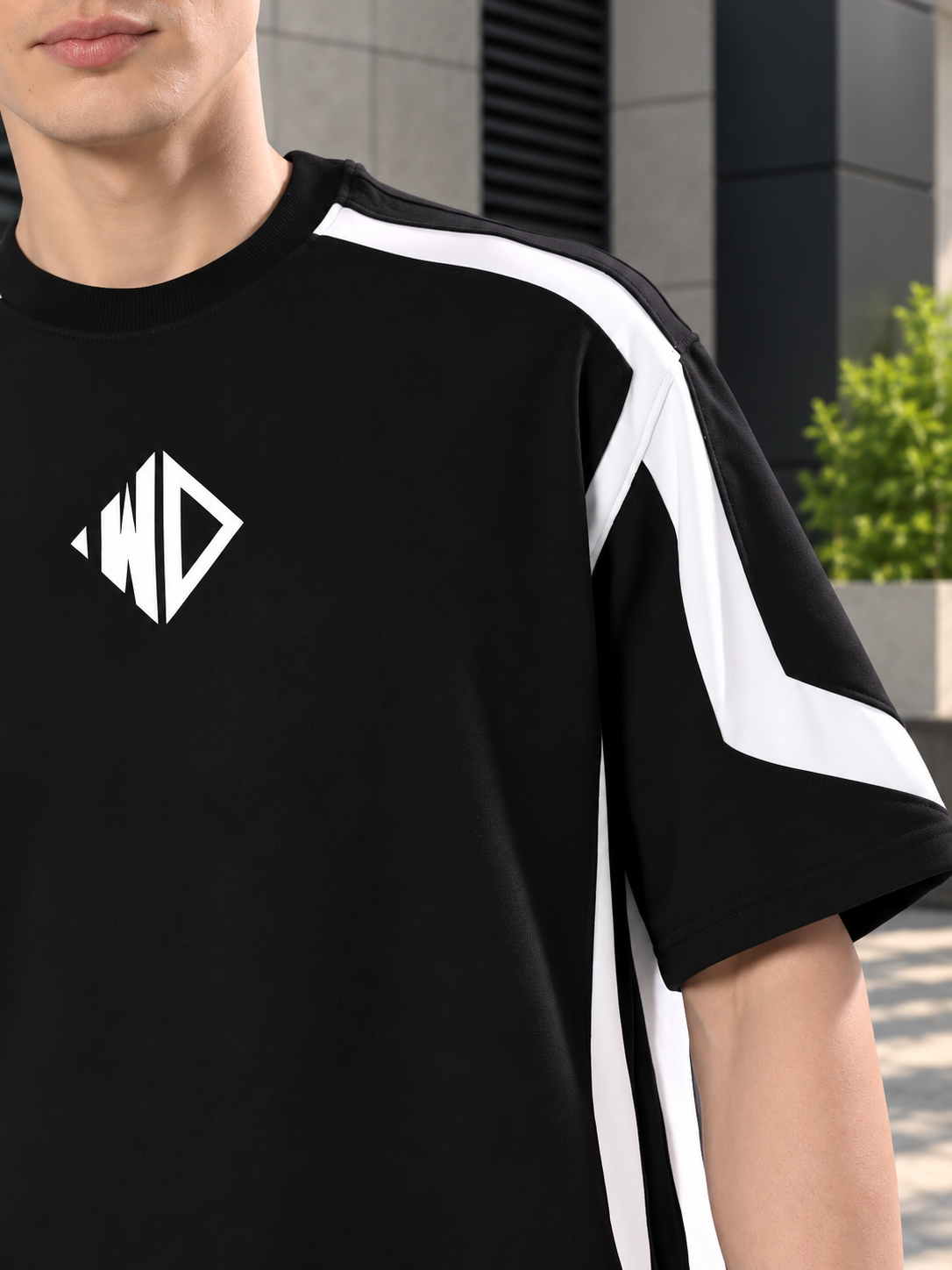 RUGBY OVER-SIZED T-SHIRT BLACK WHITE