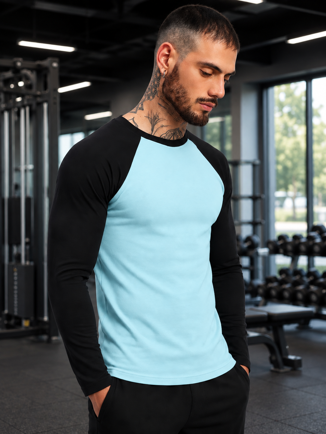 FITFLOW SLIM FIT SWEATSHIRT SKY BLUE BLACK