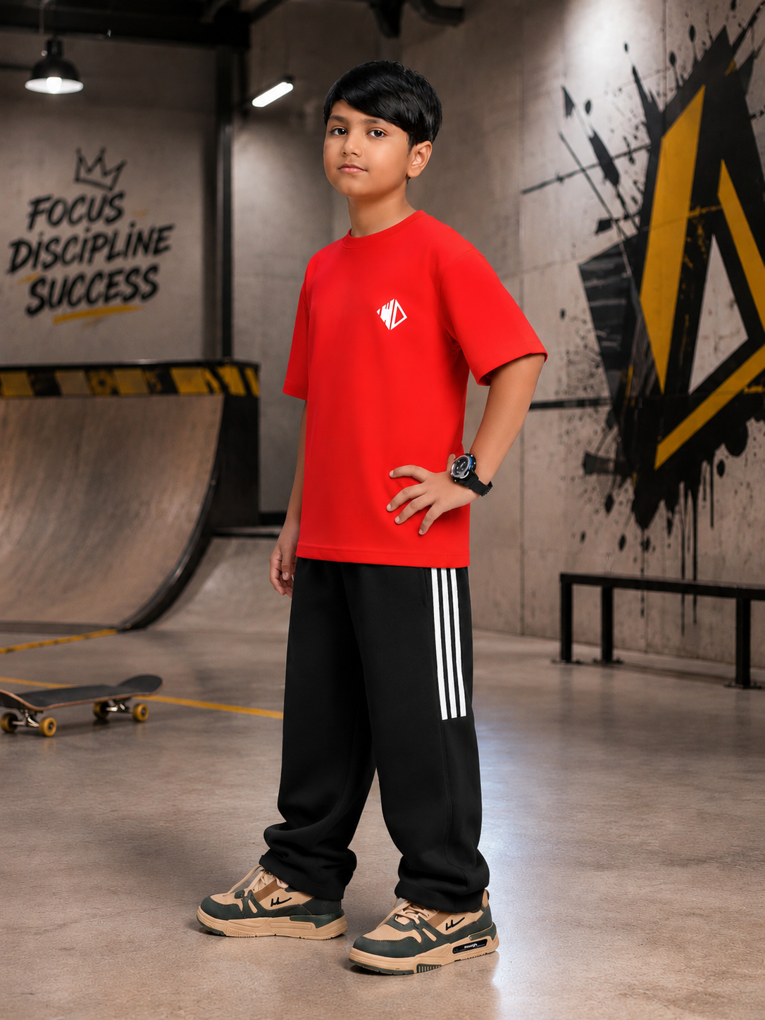 NEO STREET DROP CO-ORD FOR BOYS GIRLS BLACK RED