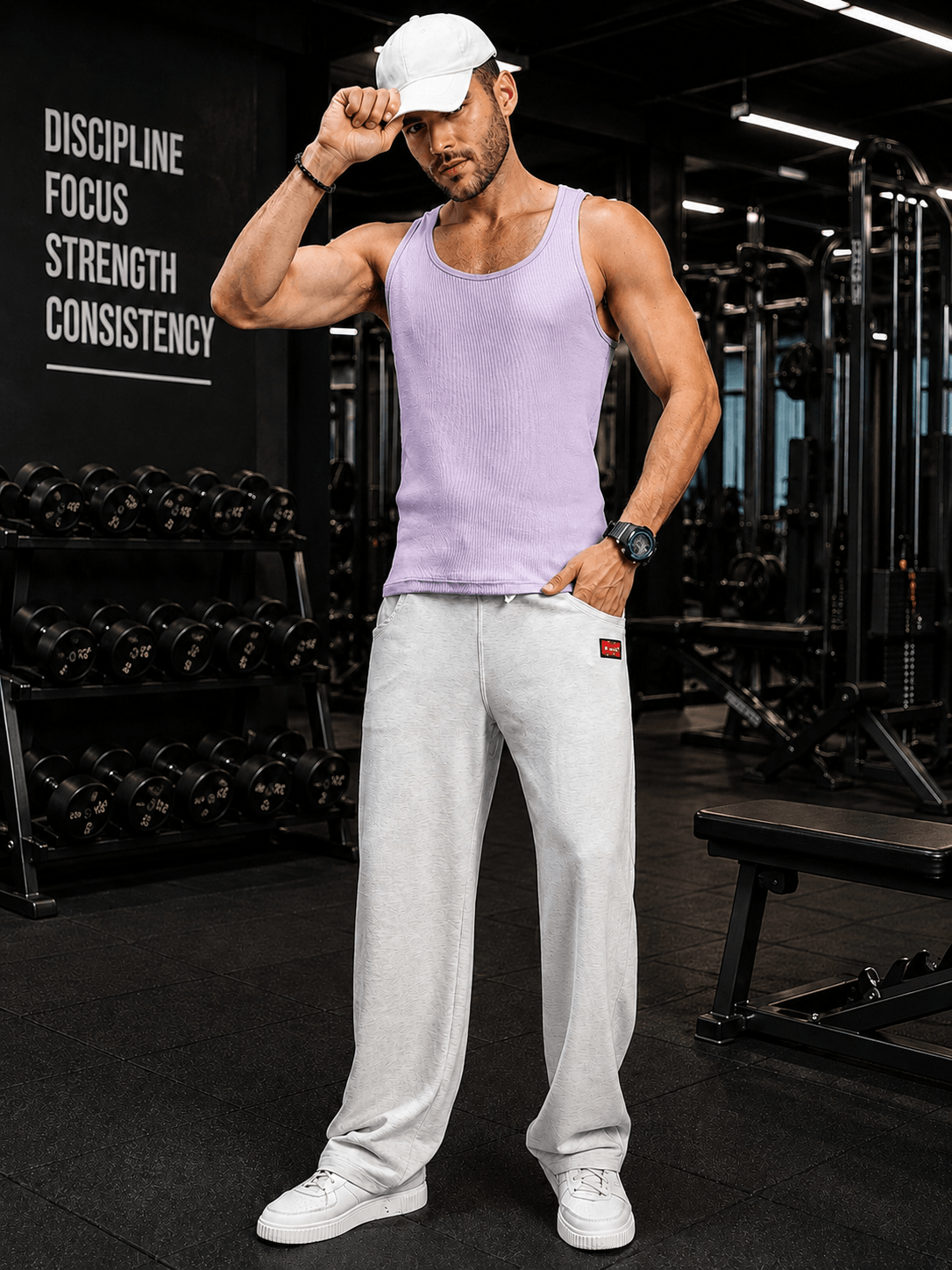 WEARDUDS Shop EASY WEAR VEST GYM T-SHIRT LAVENDER for a trendy sporty look perfect for workouts, gym sessions, casual outings, and everyday wear.