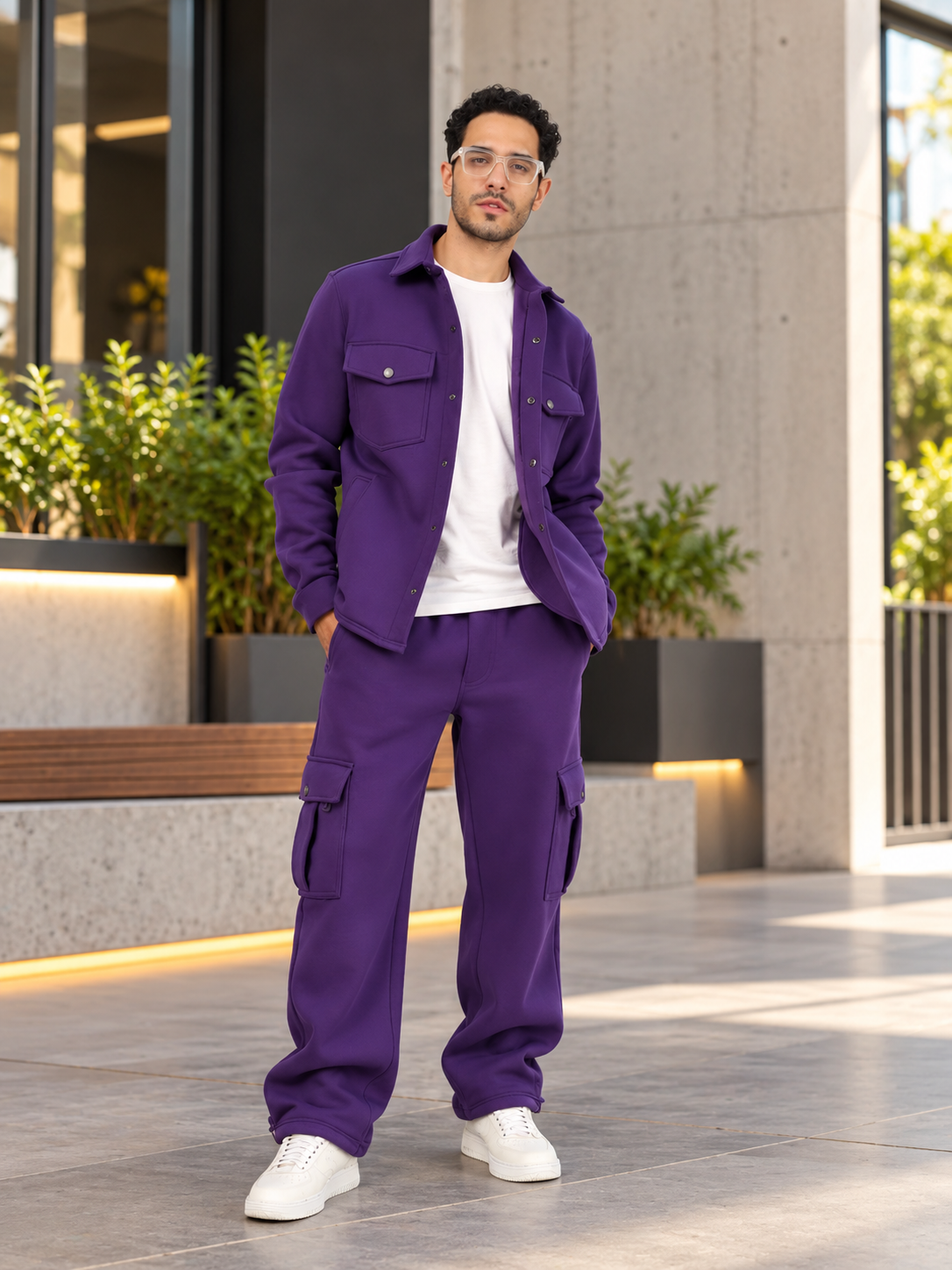 PURPLE RELAXED FULLSLEAVE FIT OVERSHIRT