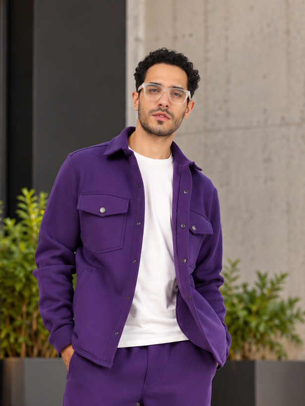 PURPLE RELAXED FULLSLEAVE FIT OVERSHIRT