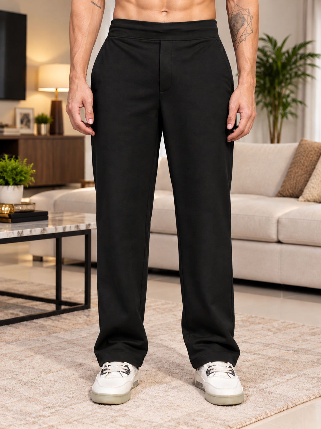 WAISTBOARD SMART CASUAL PANTS BLACK