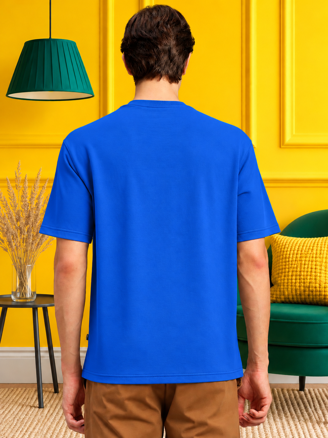 PANEL OVERSIZED CREW T-SHIRT BLUE