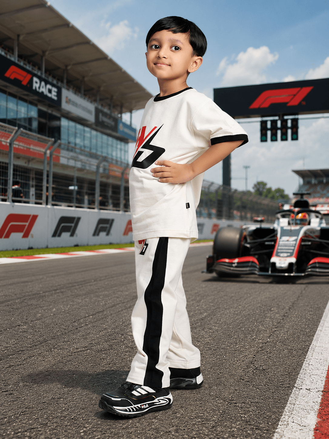 SPEED SURGE CO-ORD SET BOYS GIRLS WHITE BLACK