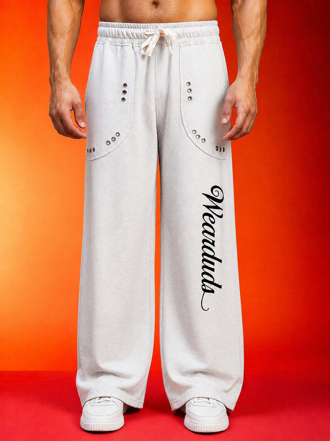 STREETWEAR LOOSE-FIT GRAPHIC JOGGERS WHITE