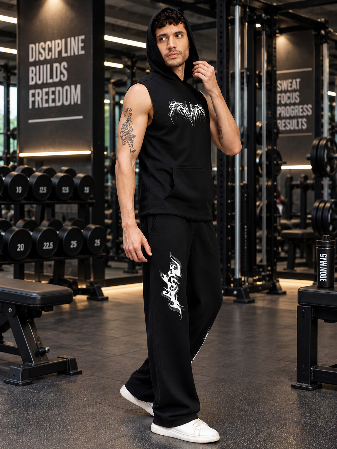 PHANTOM SLEEVELESS HOODED CO-ORD BLACK
