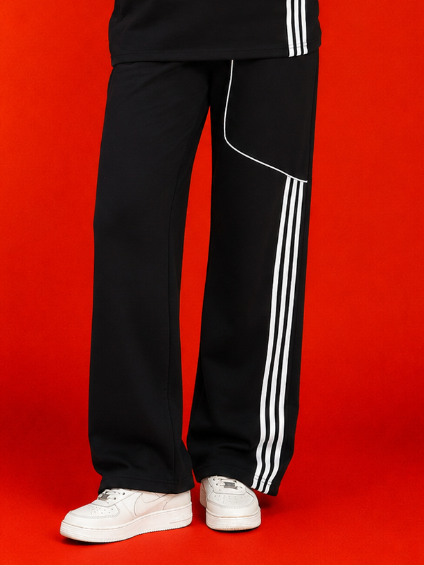 WOMEN YOUTH CONTREST PIPING JOGGERS BLACK
