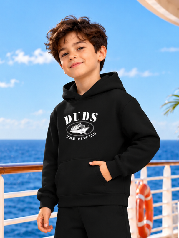 RULE THE WORLD FLEECE HOODIE FOR KIDS BLACK