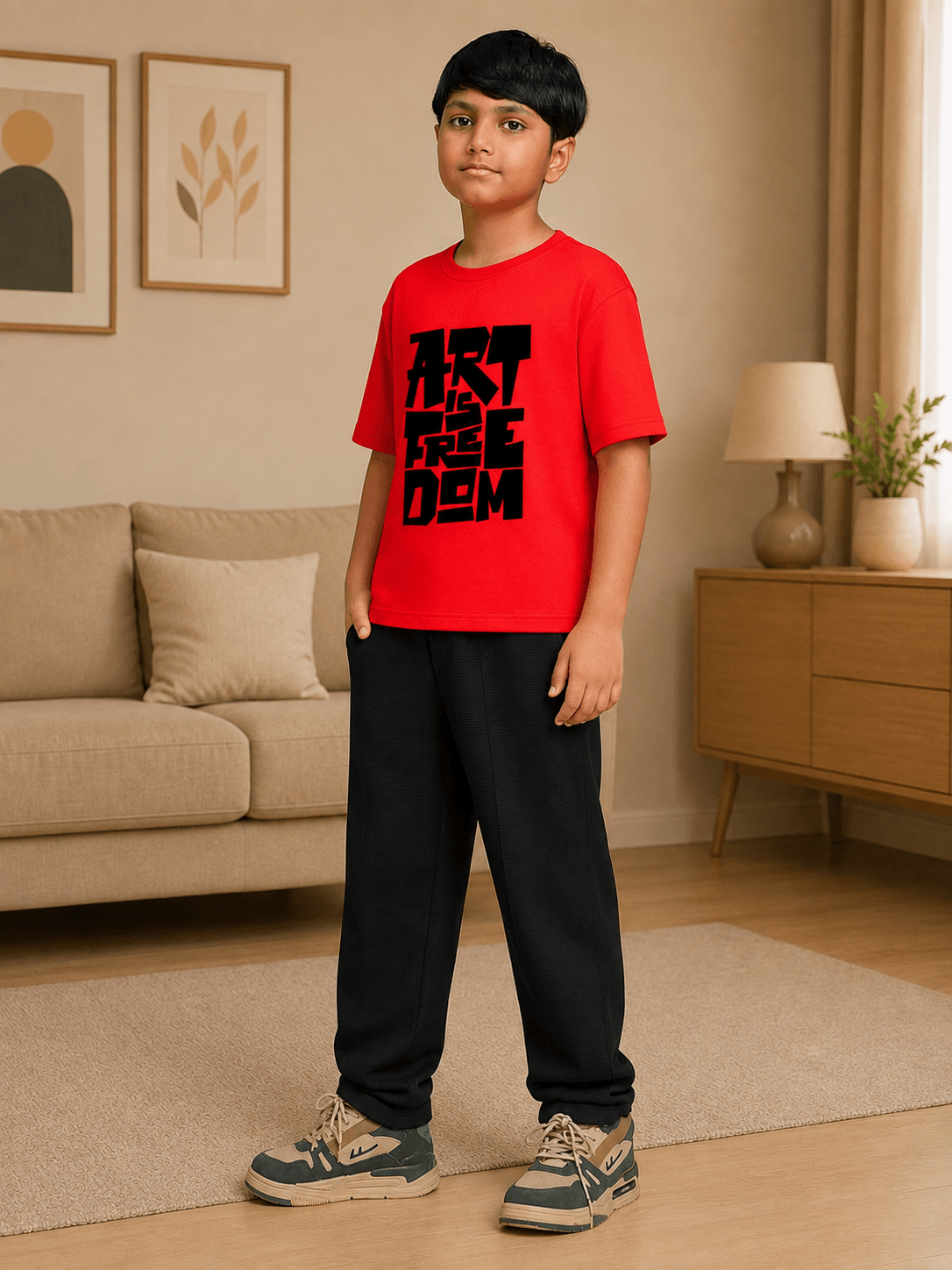 ARTISTIC FREEDOM CO-ORD FOR BOYS GIRLS RED BLACK