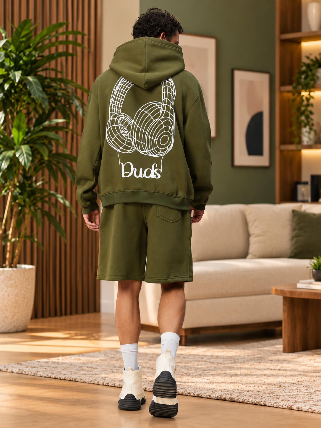 WEARDUDS FLEECE MUSIC GRAPHIC C0-SET OLIVE GREEN