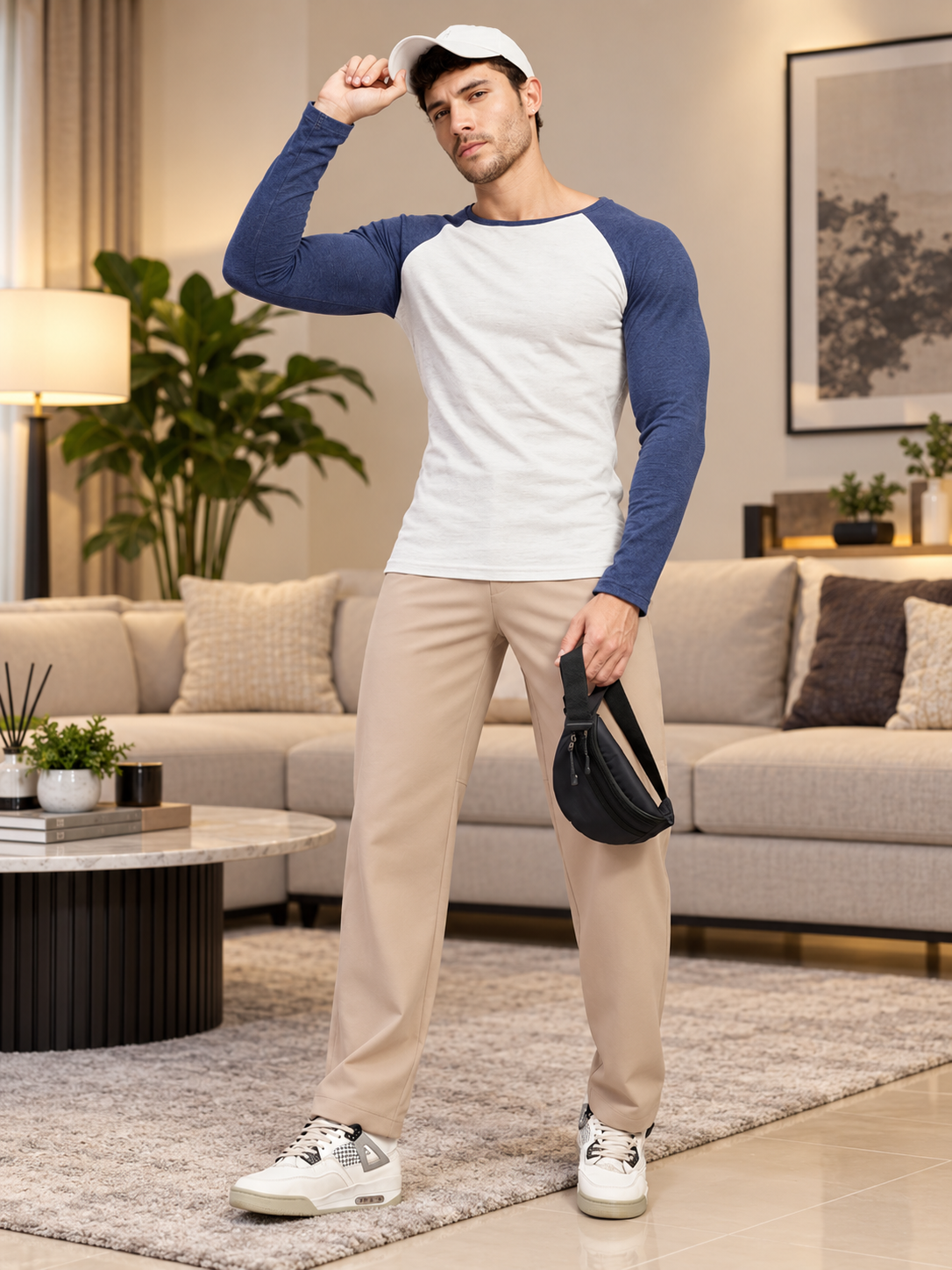 STRETCH STRAIGHT CASUAL PANTS BEIGE