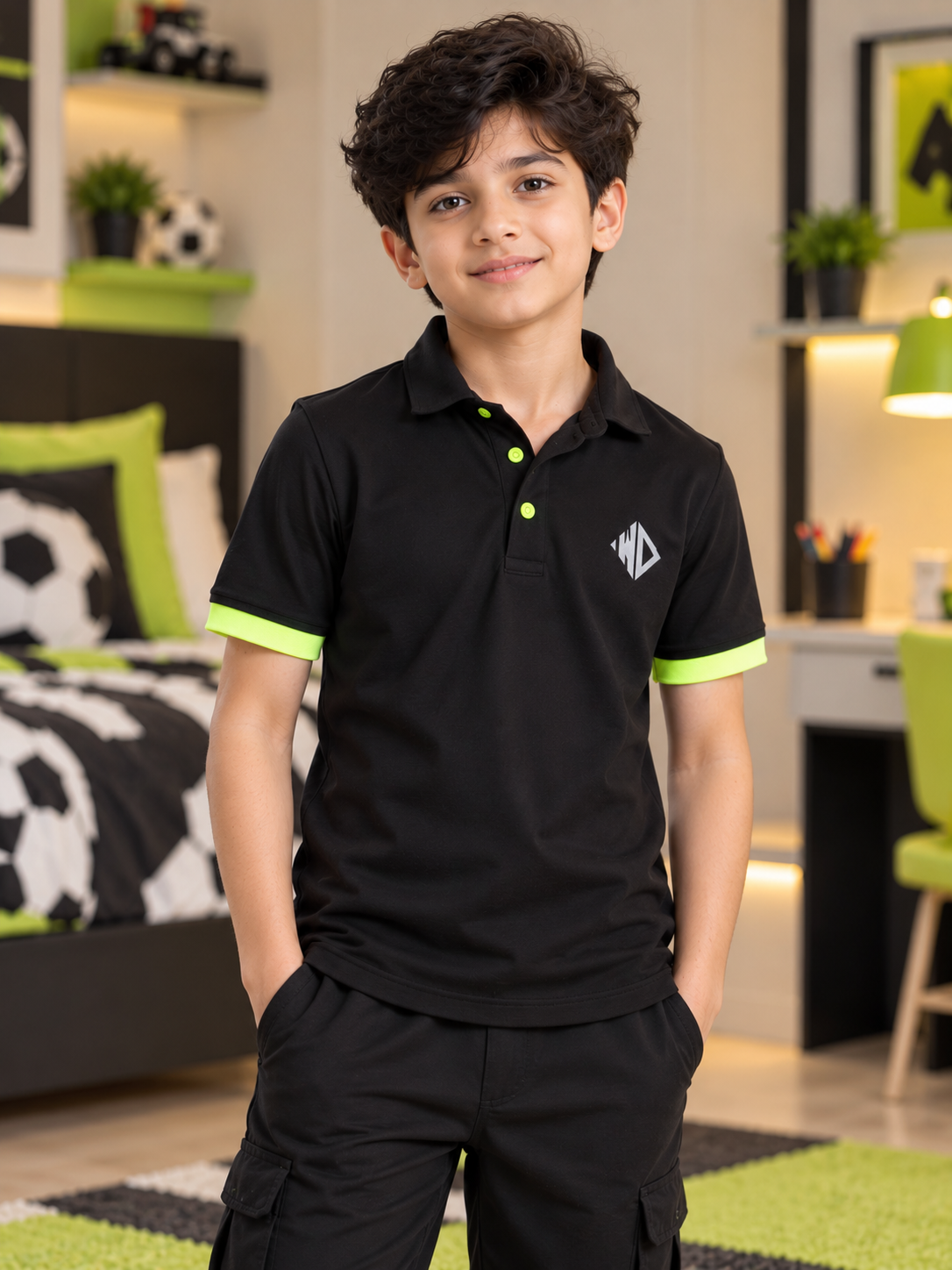 HOOKUP REFLECTOR REGULAR T-SHIRT FOR BOYS GIRLS BLACK
