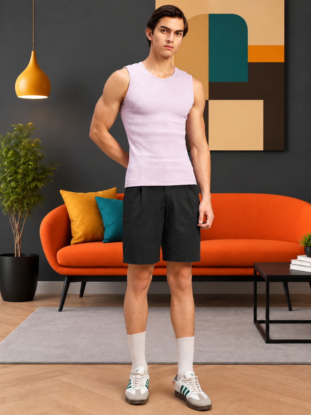 ELASTIC RUNNING REGULAR SHORTS BLACK