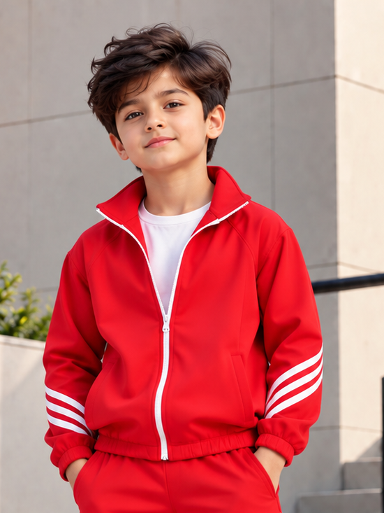STREETWEAR THREE STRIPE JACKET FOR BOYS GIRLS RED