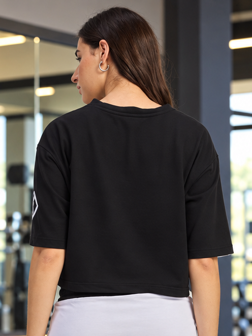 WOMEN'S NOCTURNE OVERSIZED CROPPED TOP BLACK WHITE