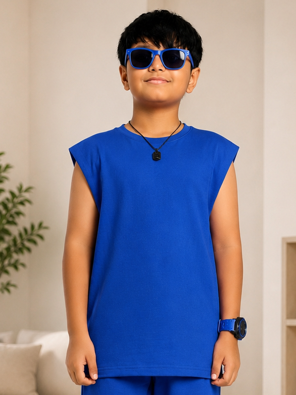NEON RUSH SLEEVELESS T-SHIRT FOR BOYS GIRLS BLUE