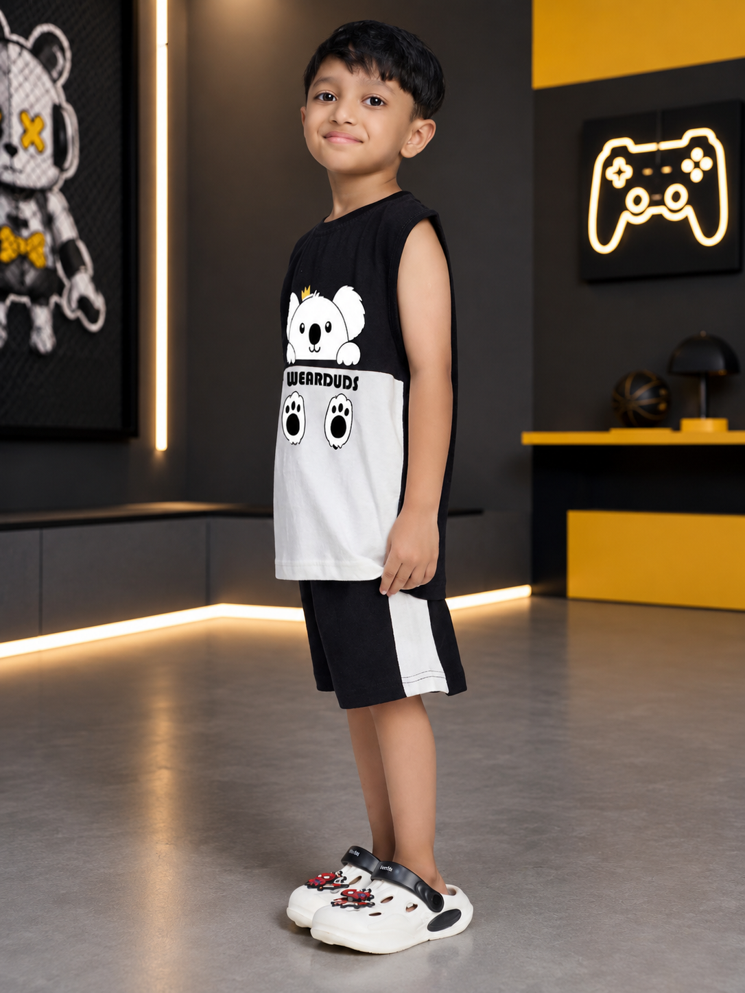 KOALA VIBES CO-ORD FOR BOYS GIRLS BLACK WHITE