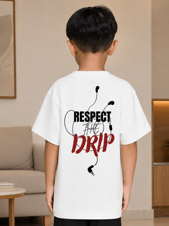 EARPHONE GRAPHIC T-SHIRT FOR BOYS GIRLS WHITE
