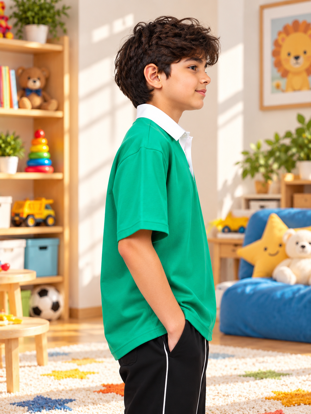 SAGOL POLO OVERSIZED T-SHIRT KIDS GREEN