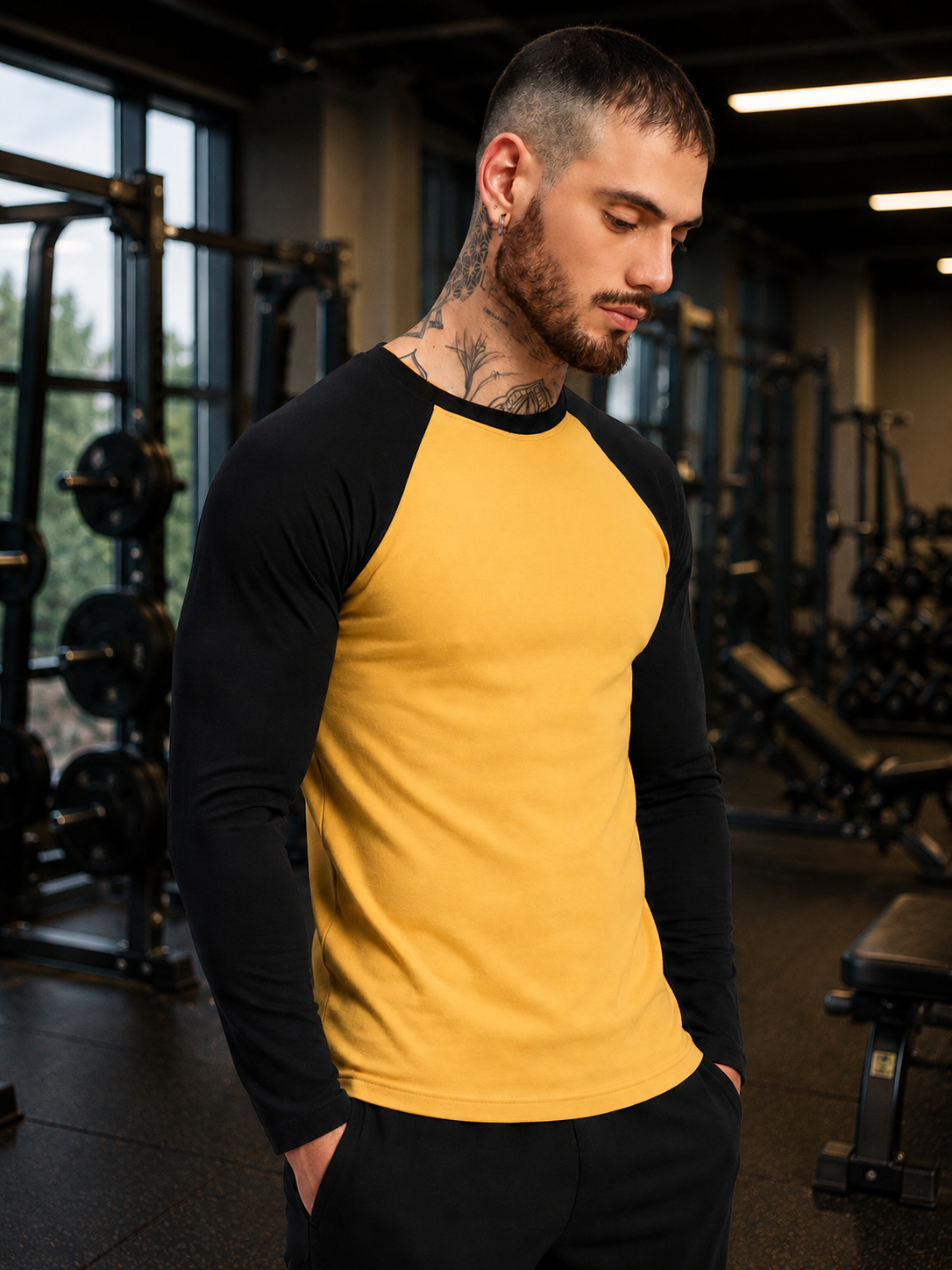 FITFLOW SLIM FIT SWEATSHIRT YELLOW BLACK