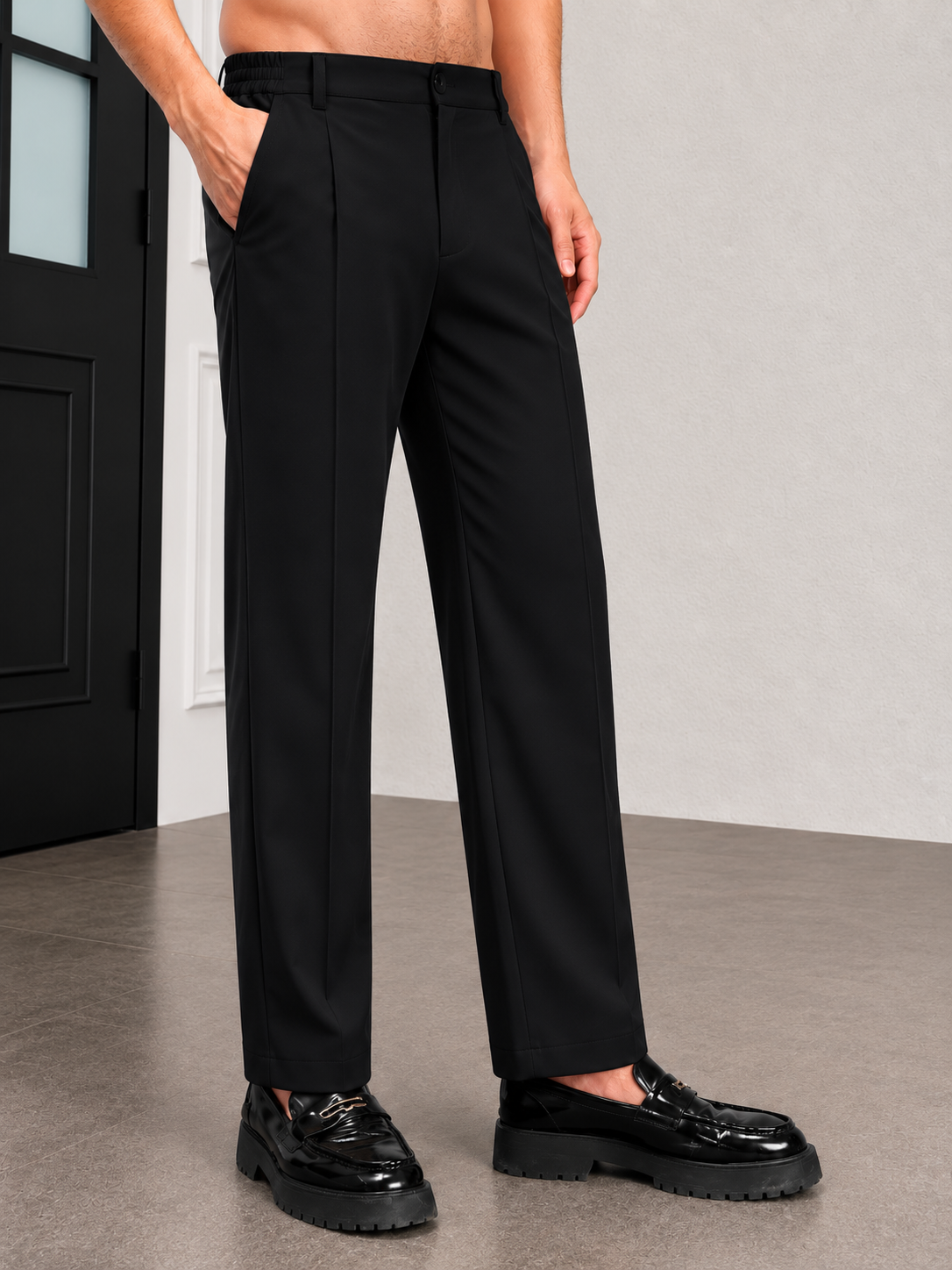 HIGH-FLEX TAILORED PANTS DARK BLACK