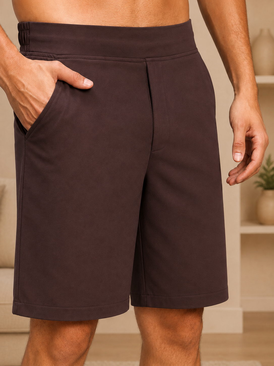 SMART CASUAL TOBACCO REGULAR SHORTS MAROON
