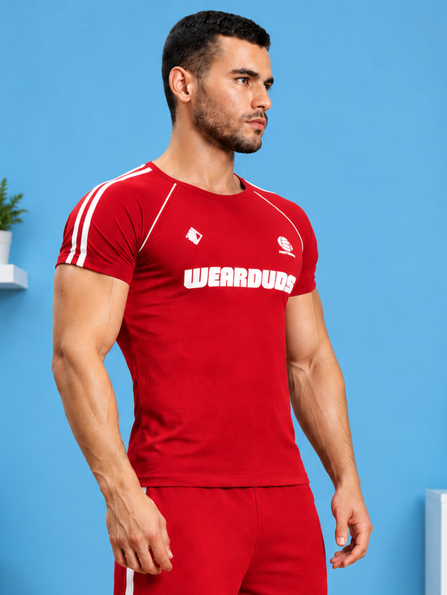 ROSTER RELAXED FIT T-SHIRT RED WHITE