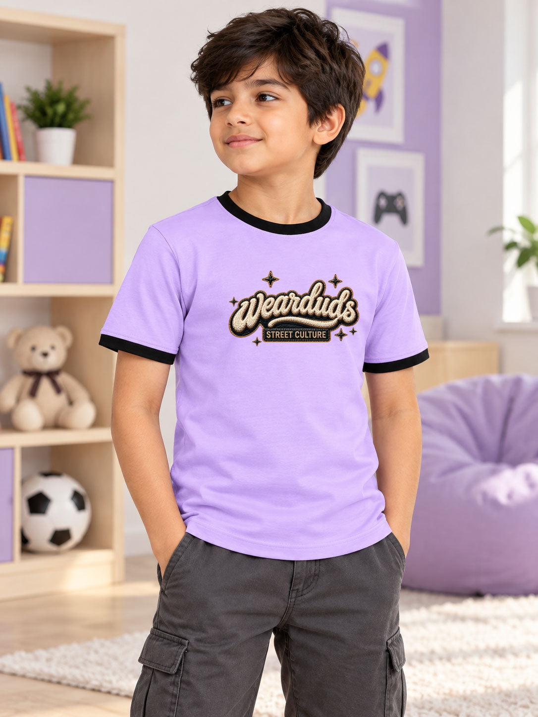 STREET CULTURE REGULAR FIT T-SHIRT FOR BOYS GIRLS PURPLE