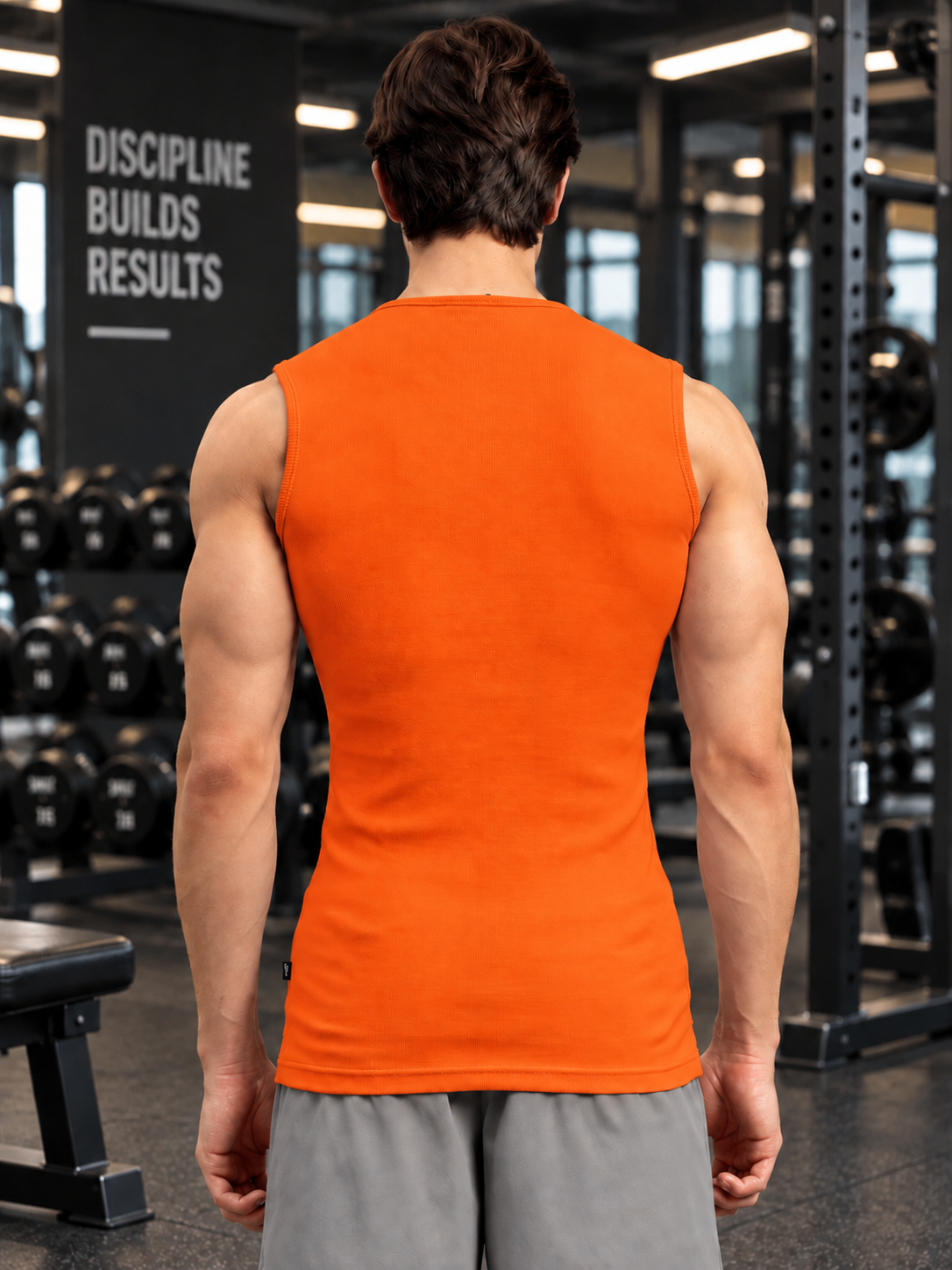 SLEEVELESS TANK GYM T-SHIRT ORANGE