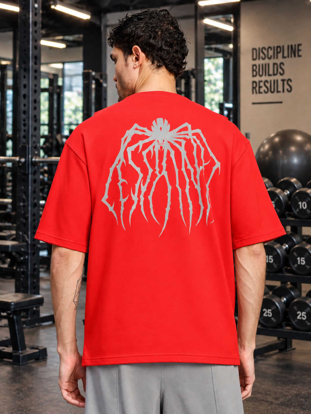 HEAVYWEIGHT OVERSIZED GRAPHIC GYM T-SHIRT RED