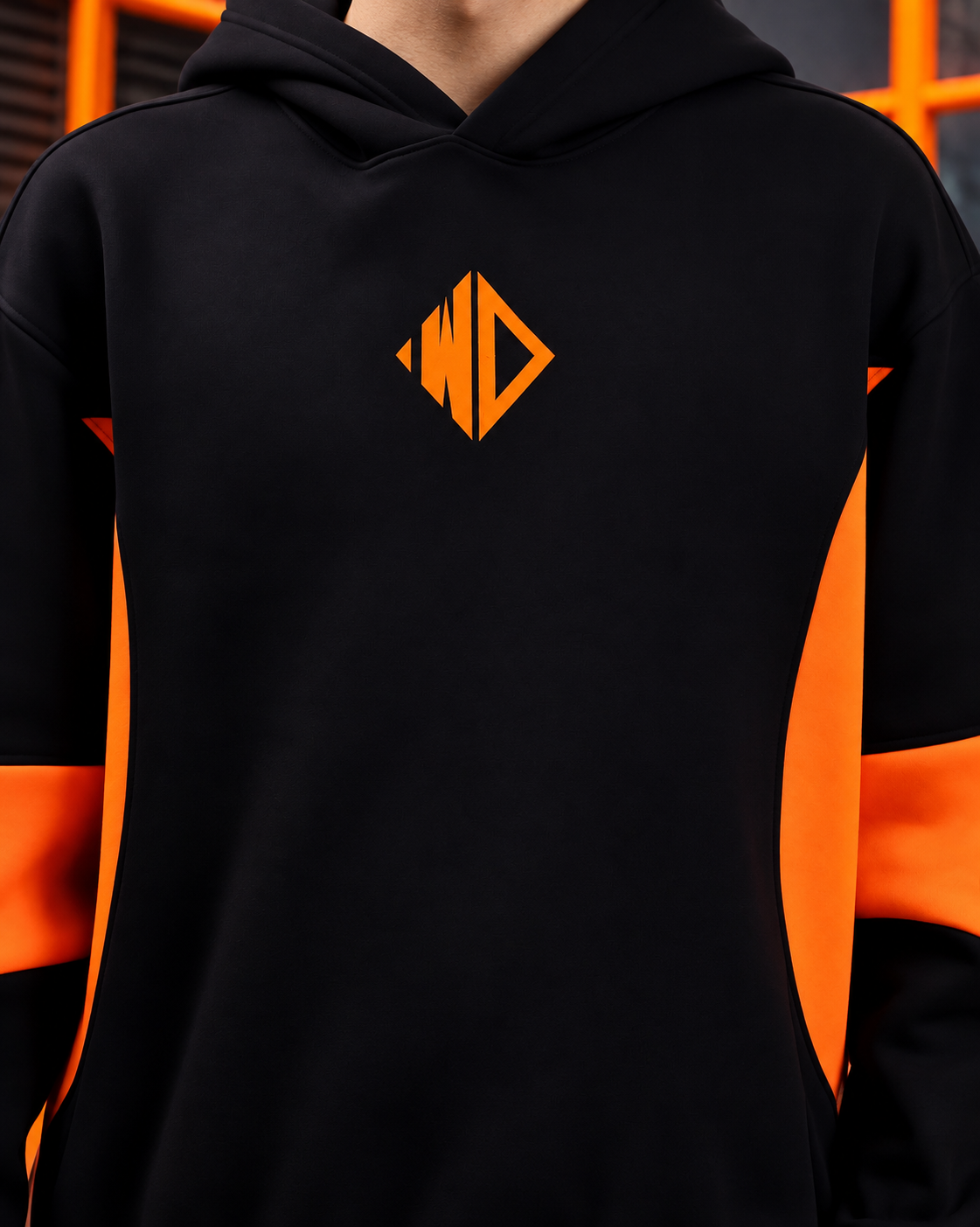 WD GORBCORE FLEECE HOODIE BLACK ORANGE