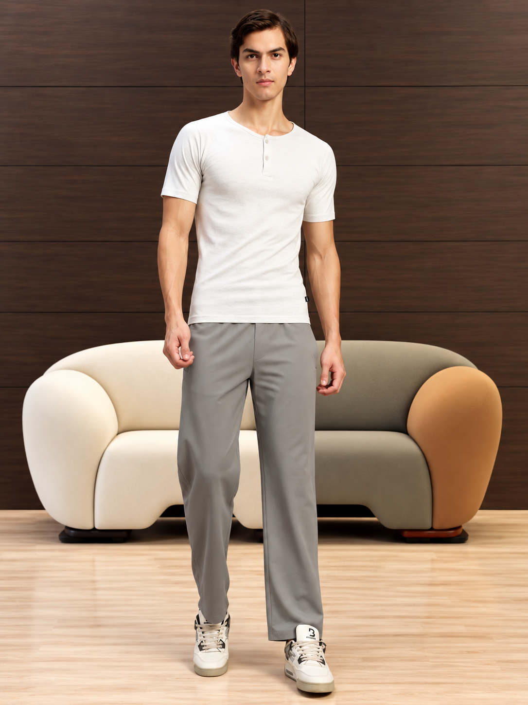 ESSENTIAL FLEX FIT CASUAL PANTS GREY