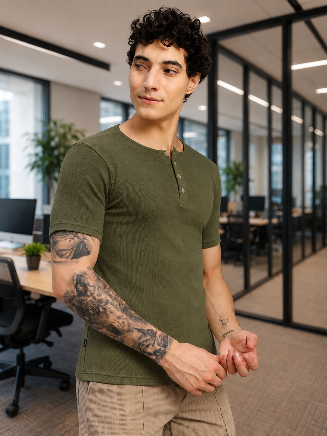 SPEARMINT VECTOR T-SHIRT OLIVE GREEN