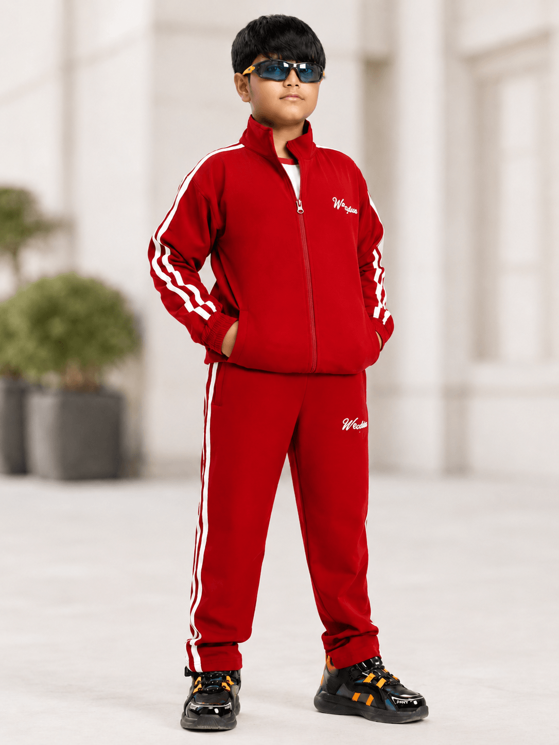 SPORTY ZIP UP CO-ORD SET FOR BOYS AND GIRLS RED
