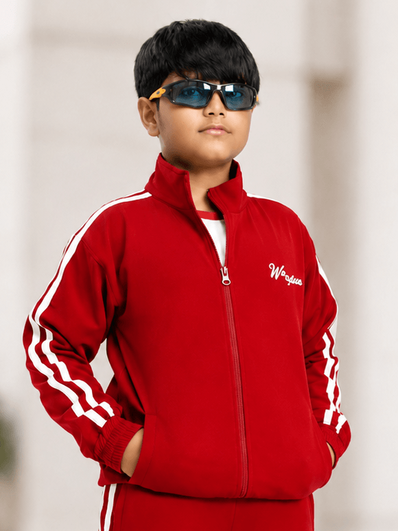 SPORTY ZIP UP JACKET FOR BOYS GIRLS RED